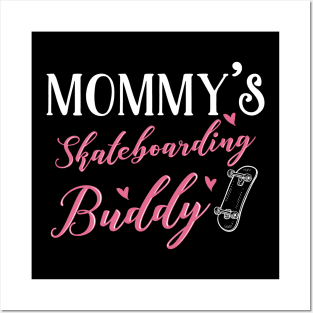 Skateboarding Mom and Baby Matching T-shirts Gift Posters and Art